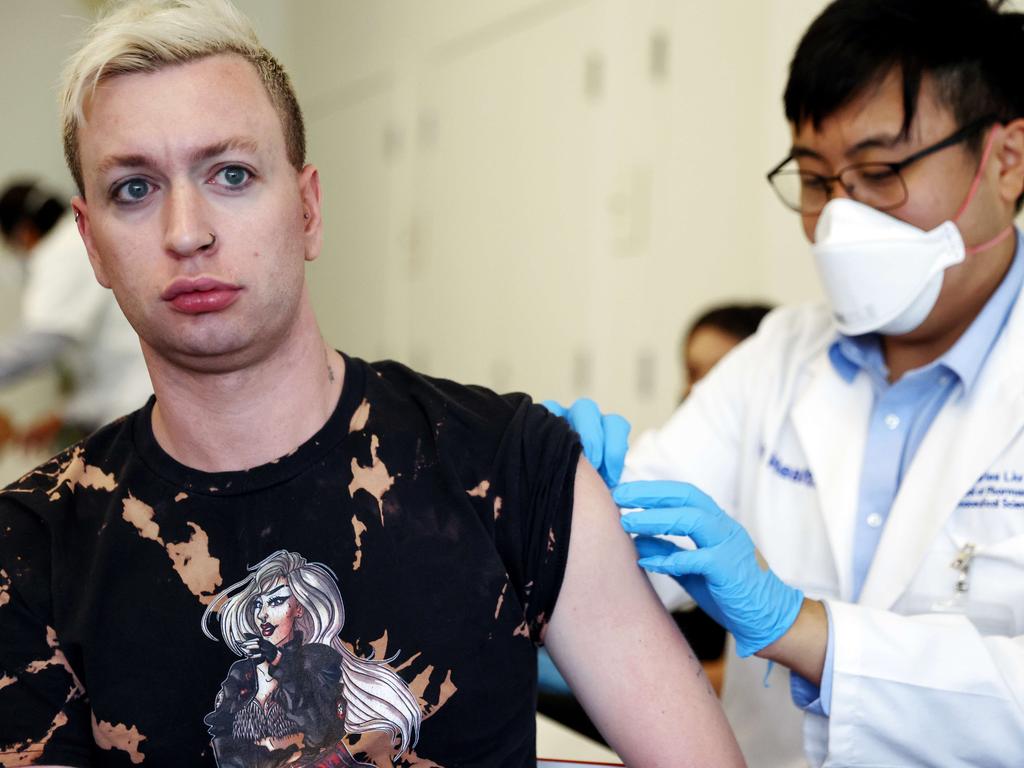 A man receives a monkeypox vaccine at a pop-up clinic in Hollywood. Picture: Mario Tama/Getty/AFP