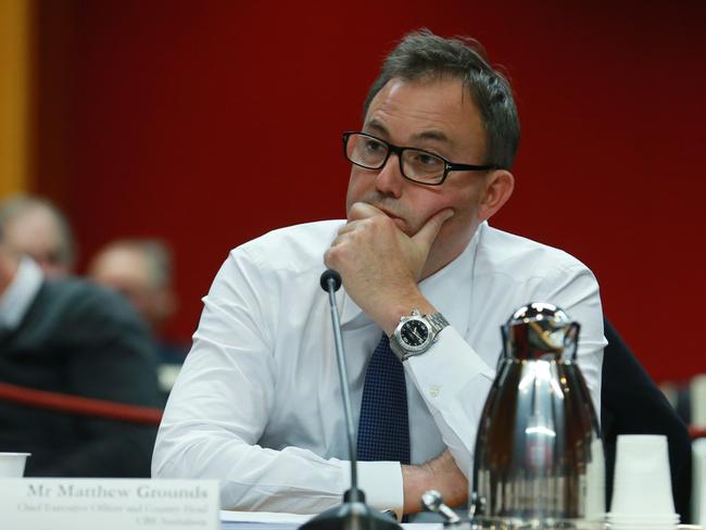 UBS chief executive Matthew Grounds at a parliament inquiry last year. Picture: Britta Campion.