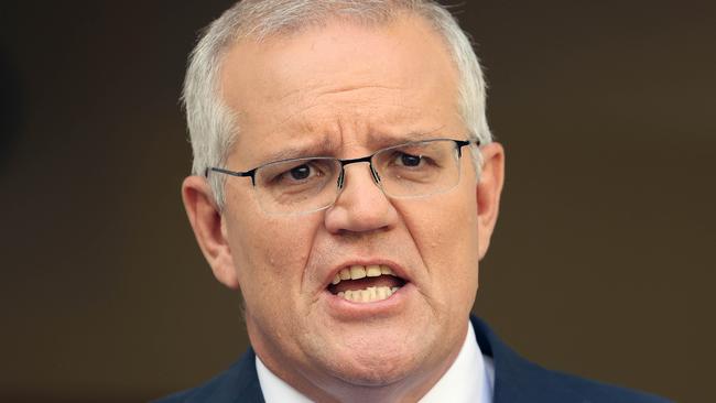 CANBERRA, AUSTRALIA - NewsWire Photos APRIL 10, 2022: Prime Minister Scott Morrison spoke to media at a press conference at Parliament House in Canberra.Picture: NCA NewsWire / Gary Ramage