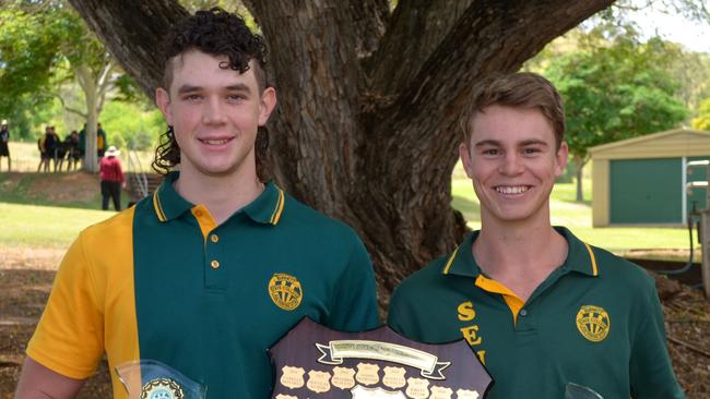 Tom Halt and Kody Baker are the joint duxes at Burnett State College for 2022. Picture: Supplied.