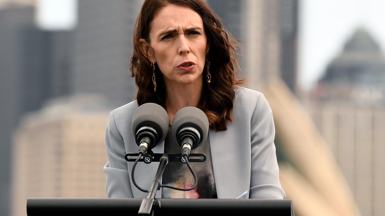 Jacinda Ardern directly critcised Australia - with Scott Morrison standing next to her. Picture; Bianca De Marchi/AAP