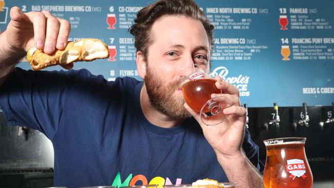 Brook Hornung from Moon Dog Brewery with a Canollo flavoured beer called Almighty Cannolo. Picture: David Crosling