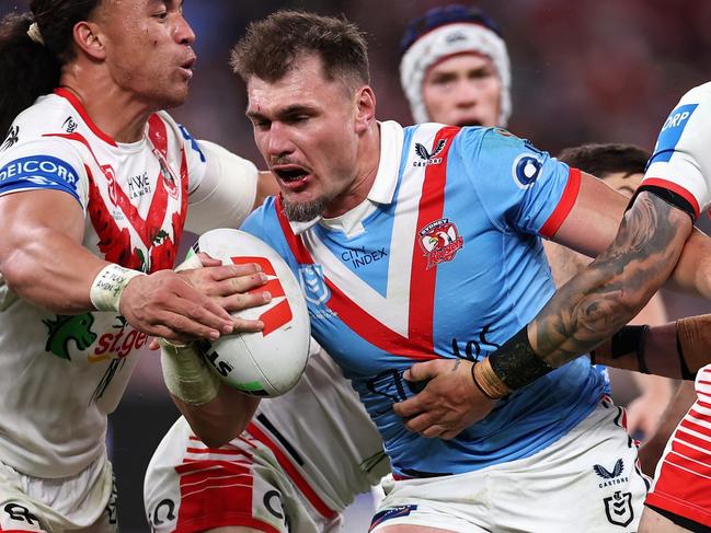 The future of Angus Crichton remains up in the air amid rumours he’ll make a move to French rugby. Picture: Cameron Spencer/Getty Images