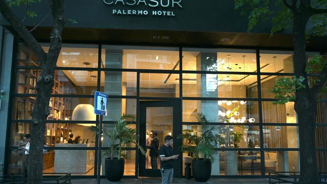 A man stands near the hotel where British singer Liam Payne died in Buenos Aires.