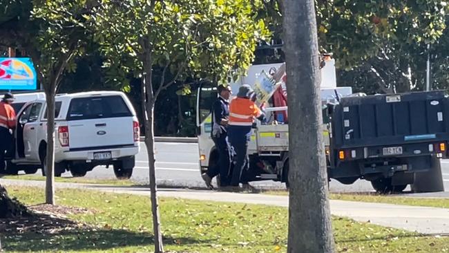 Authorities move on the homeless camp at Carey Park in Southport.