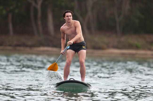 GOLD COAST, AUSTRALIA - JANUARY 23: Sam Fletcher during a Gold Coast Suns AFL training session at Palm Beach Parklands on January 23, 2020 in Gold Coast, Australia. (Photo by Chris Hyde/Getty Images)