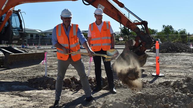 Ingenia Communities CEO Simon Owen and Member for Bancroft Chris Whiting. First sod turned at the Freshwater by Ingenia Lifestyle clubhouse in Burpengary East. Picture David Alexander