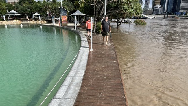 AFTER: The extreme weather have combined the popular pool and river as one. Photo: Supplied/Twitter.