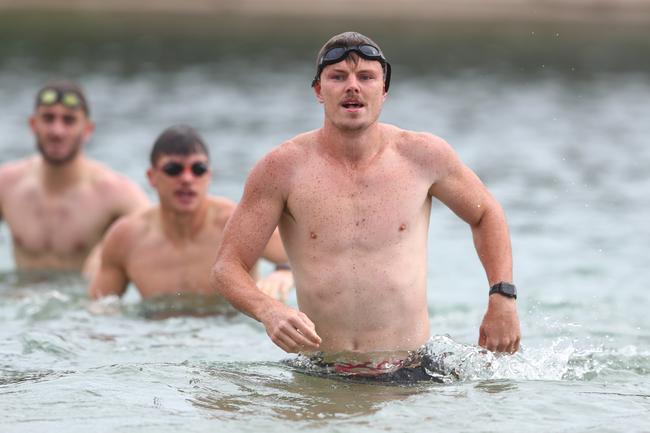 GOLD COAST, AUSTRALIA - JANUARY 23: Nick Holman during a Gold Coast Suns AFL training session at Palm Beach Parklands on January 23, 2020 in Gold Coast, Australia. (Photo by Chris Hyde/Getty Images)