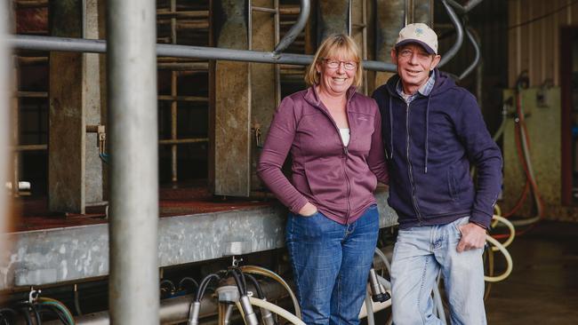 Paul Mumford, pictured with wife Lisa, has become the latest leader of the United Dairyfarmers of Victoria. Picture: Chloe Smith