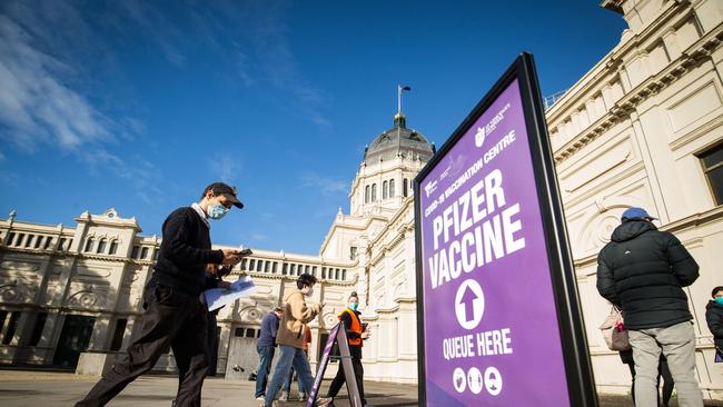 Vaccine hesitancy has fallen across all states over the past three months. Picture: Darrian Traynor/Getty Images