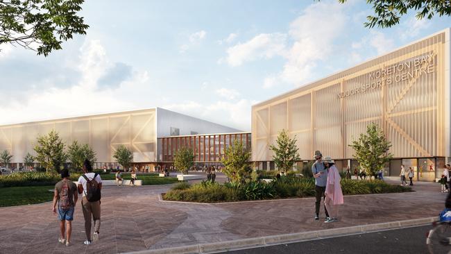 The new Moreton Bay Indoor Sports Centre will be a sustainable, modern facility that will cater to a range of indoor sports and community uses. Located at the Mill Precinct in Petrie. Picture: Queensland Government