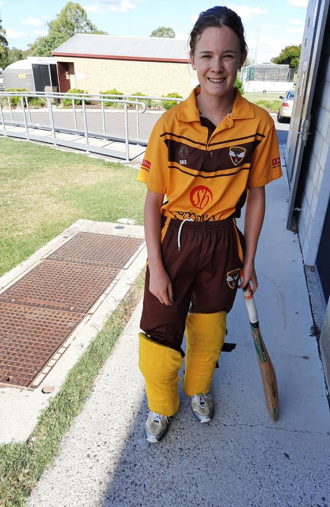 Trinity Doyle with a trusted old bat earlier in her career. Picture: David Lems