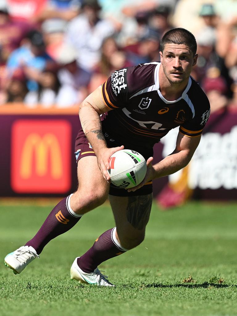 Cory Paix of the Broncos in action during the 2025 NRL Pre-Season Challenge match against the Gold Coast Titans at Toowoomba Sports Ground on February 16. Picture: Getty Images