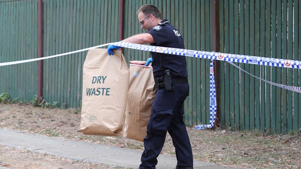 Police at the home on Sunray Street. Picture: Peter Wallis