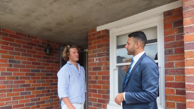 First homeowner Josh Thomson and Harcourts real estate agent Bibby Davidson welcome stamp duty relief. Picture: Alison Foletta