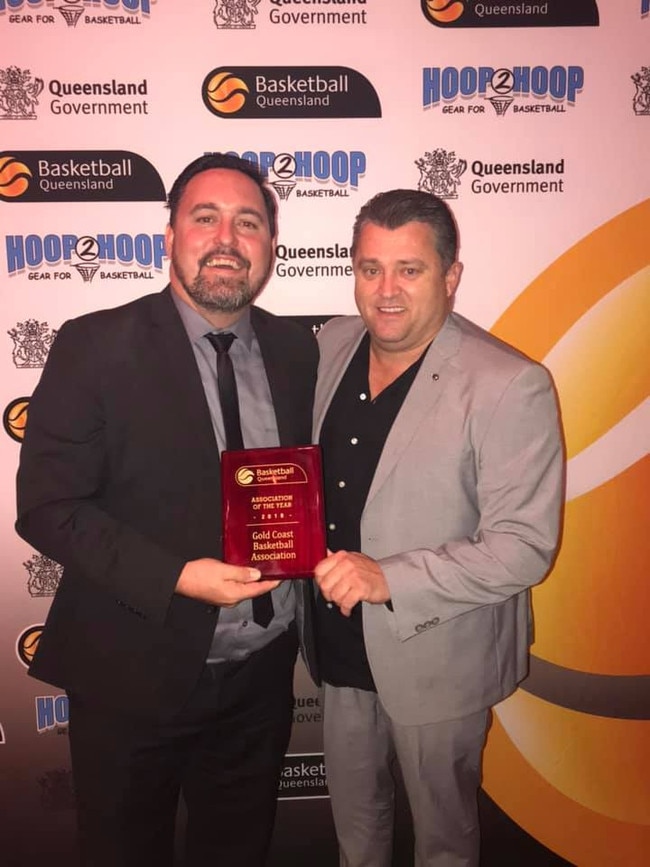 Gold Coast Basketball manager Joel McInnes (left) and president Jimmy Williams (right). Picture: Basketball Queensland.