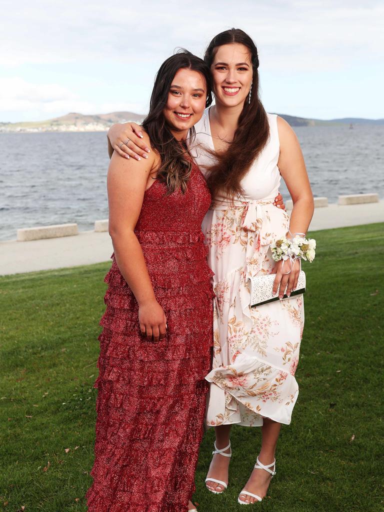 Stella Lambert and Miranda Jones. Fahan School leavers dinner at Seagrass Long Point in Sandy Bay. Picture: Nikki Davis-Jones