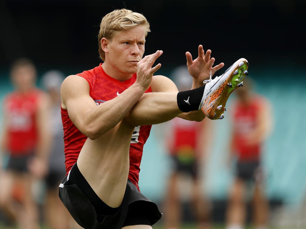 Isaac Heeney at Swans training ahead of the grand final. (Photo by Phil Hillyard)