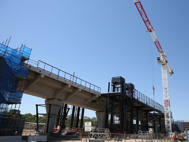 The Kellyville Metro station, in northwest Sydney, is constructed. Picture: AAP