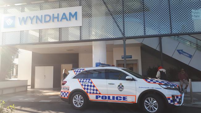 Police are on scene following a stabbing near the Wyndham Hotel in Surfers Paradise. Photo Brianna Morris-Grant