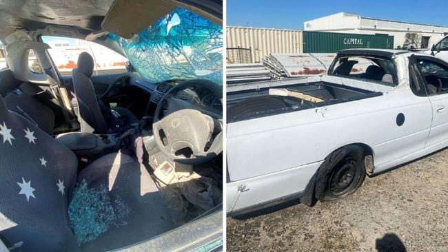 The 2002 white Holden Commodore ute sold at auction.