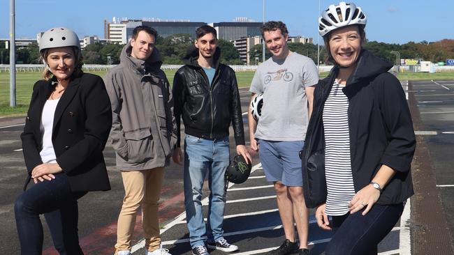 Coogee MP Dr Marjorie O’Neill, Max Sippel, Zack Casimatis, Charly Torok and NSW Labor’s active transport spokeswoman Jo Haylen.