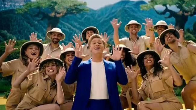 Robert Irwin cringe-dancing in the I'm A Celeb trailer. Image: Channel 10