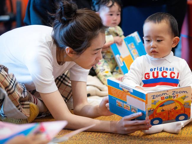 Jamson, 1, enjoys Baby Time at the Williams Landing Library Lounge with mum Carol. Picture: Mark Stewart