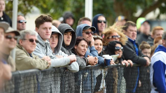 Spectators watch on at an EFNL junior grand final. Picture: Lawrence Pinder