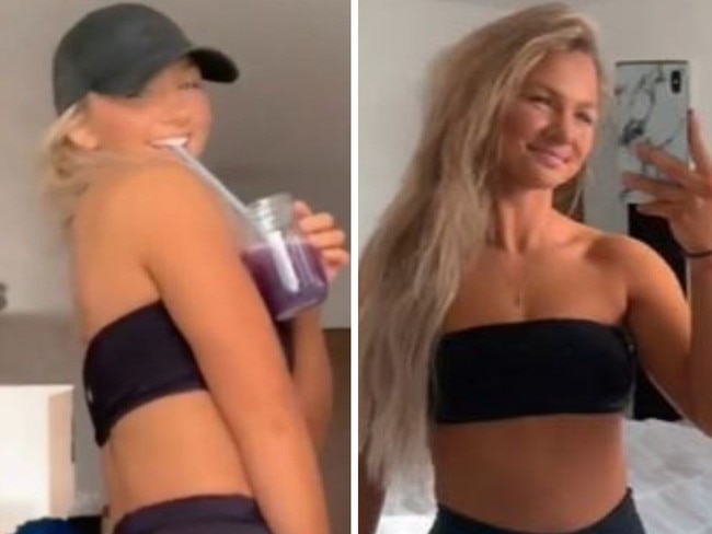 Outrage over woman’s ‘revealing’ gym outfit. Picture: TikTok/@kaylzzzfit