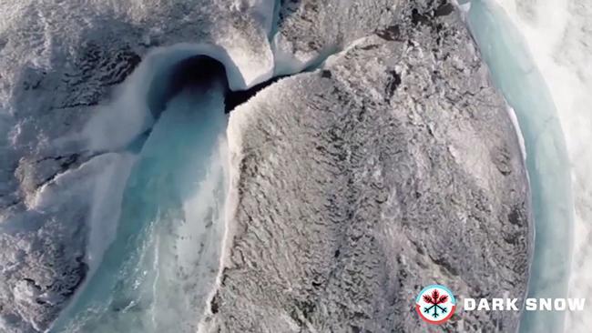 Aerial footage of Greenland's dark snow. Courtesy Jason Box.