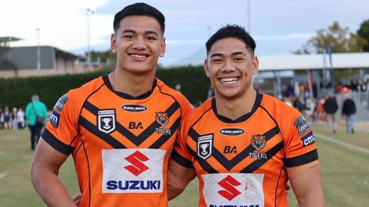 Melbourne local juniors and brothers Sione (left) and Haele Finau have signed with the Dragons. Photo: Brisbane Tigers