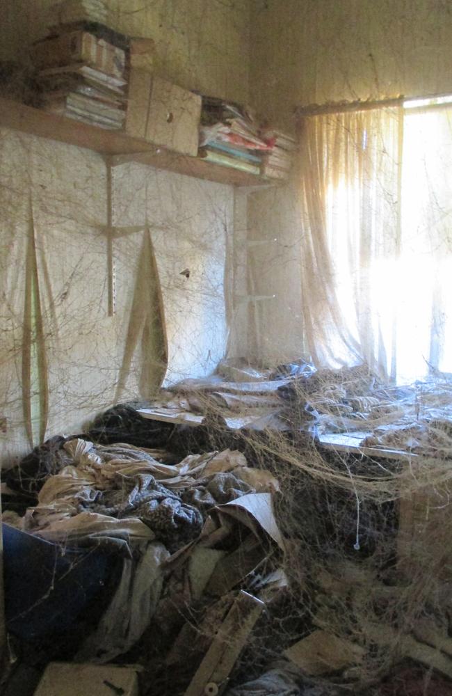 A cobweb filled bedroom of the ‘Addams Family’ house. Picture: O'Shea’s