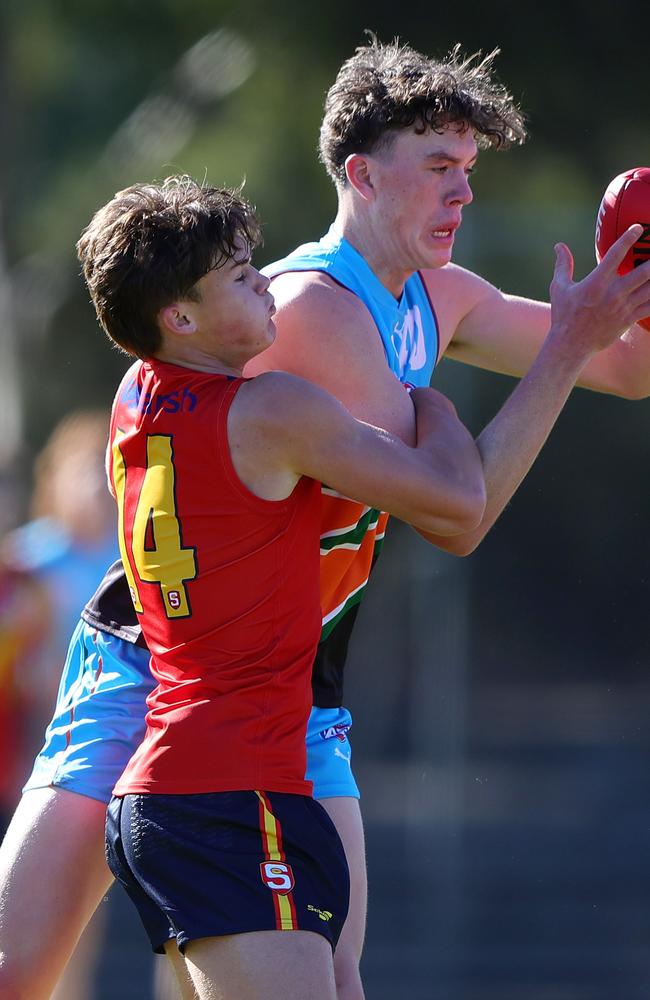 Logan Smith is the standout ruckman in this year’s draft pool. Picture: Sarah Reed/AFL Photos via Getty Images