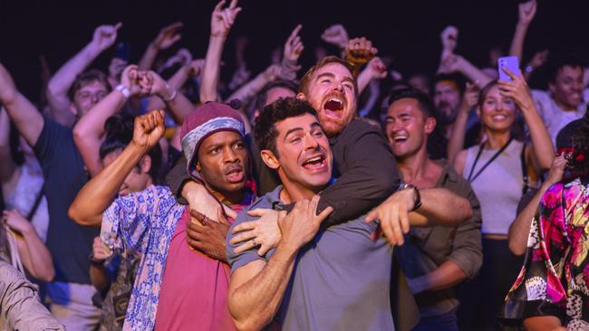 Jermaine Fowler, Zac Efron, and Andrew Santino in Ricky Stanicky. Picture: Prime Video