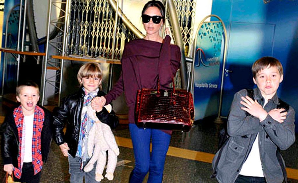 Victoria Beckham and her brood. Picture: Bang ShowBiz