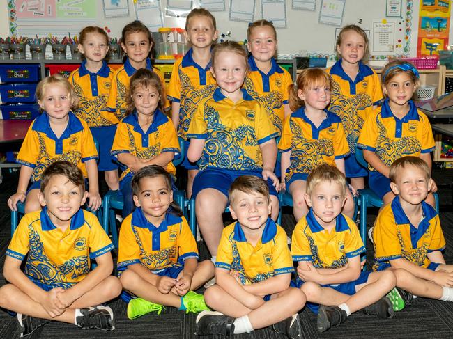 Chelona State School Back row: Alexa Gaylard, Brooklyn Dunn, Adaraya Strack, Olivia Board, Harlyn Plummer Middle row: Harriet Tolson, Marlee Meloni, Chelsea Pearson, Eloise Spring, Rosie Deguara Front row: Atticus Moschino, Taharangi Rapira, Bruce Turvey, Zac Jeffreys, Weston Mackey Picture: Michaela Harlow.