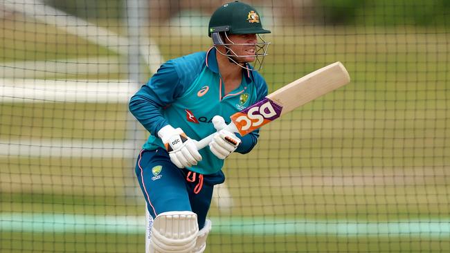 David Warner practices in Beckenham Picture: Getty Images