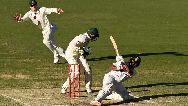 Rishabh Pant plays a ramp shot during his daredevil innings as India pulled off an against-the-odds victory at the Gabba Picture: Getty Images