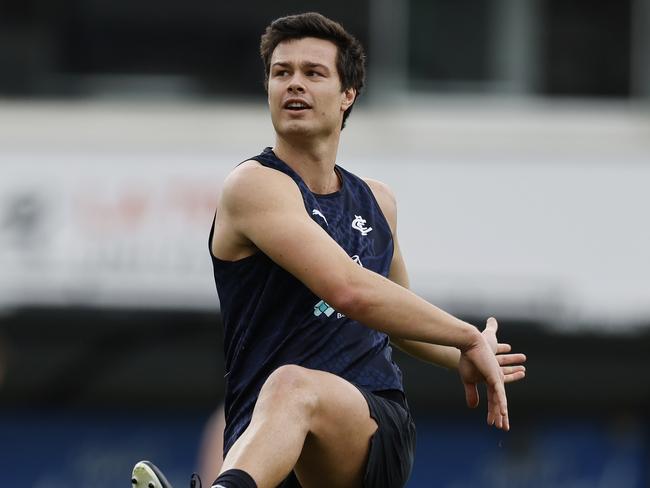 NCA. MELBOURNE, AUSTRALIA. August 31,   2024. AFL . Carlton training at Princes Park. Jack Silvagni of the Blues   during todays training session   . Pic: Michael Klein