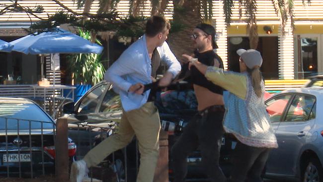 The scuffle was captured on video. Picture: Andrew Leeson