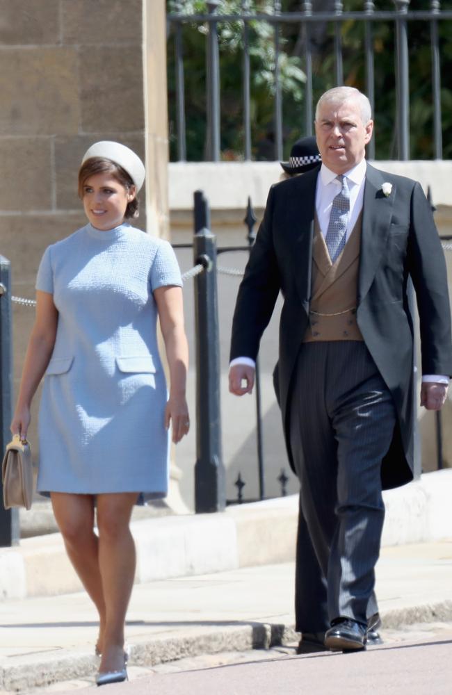 Princess Eugenie arrives with her father Prince Andrew. Picture: Chris Jackson/WPA POOL / MEGA