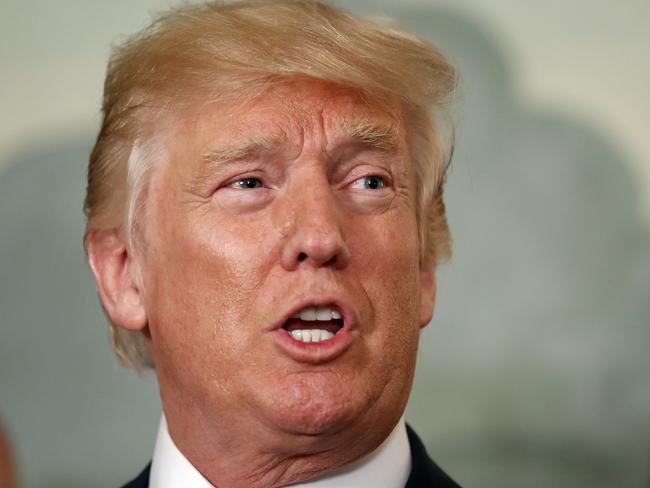 In this photo taken Aug. 14, 2017, President Donald Trump speaks in the Diplomatic Reception Room of the White House in Washington. Donald Trump came into office as the most unpopular new president in the history of modern polling. Things have not improved. (AP Photo/Alex Brandon)