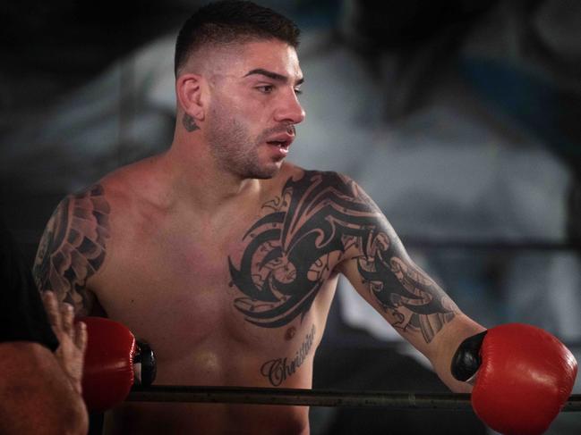 Boxer Michael Zerafa training at his gym ahead of fight with Tim Tsuzu. Picture: Tony Gough