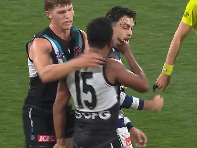 Willie Rioli and Brad Close in 2024. Picture: Fox Footy