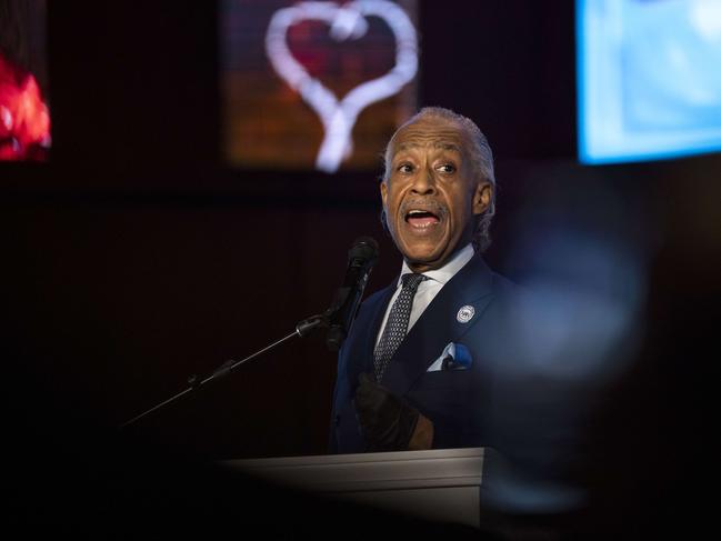 Rev Al Sharpton performs a eulogy during a memorial service for George Floyd. Picture: Getty Images