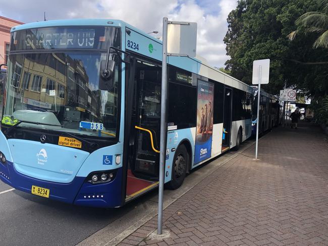 Public buses on the northern beaches, operated by private contractor Keolis Downer. Picture: Jim O'Rourke