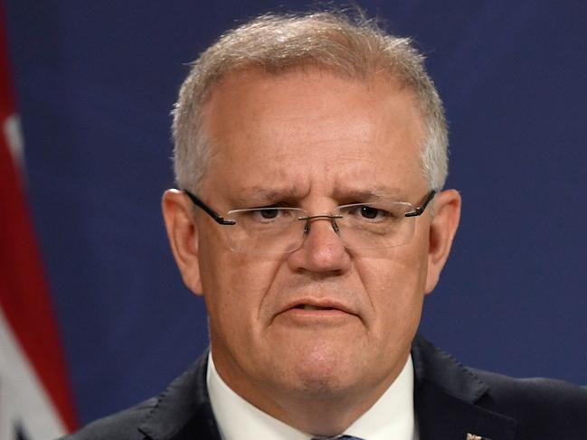 Prime Minister Scott Morrison speaks to the media during a press conference at the Sydney CPO in Sydney, Friday, January 31, 2020. Prime Minister Scott Morrison and NSW Premier Gladys Berejiklian are set to unveil a new multibillion-dollar fund to open up gas for the domestic market and to fund emissions reduction projects. (AAP Image/Bianca De Marchi) NO ARCHIVING