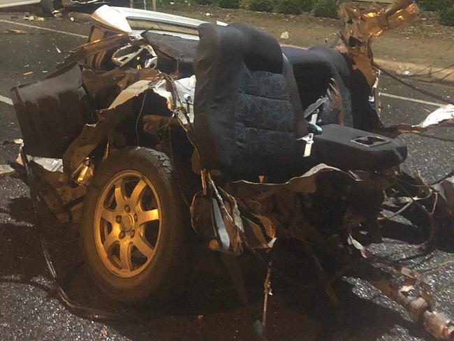 The crash caused the vehicle to split into two. Image: Supplied